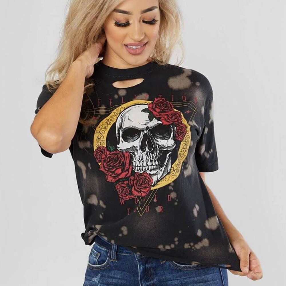 Affliction Skull World Tour Distressed Tee